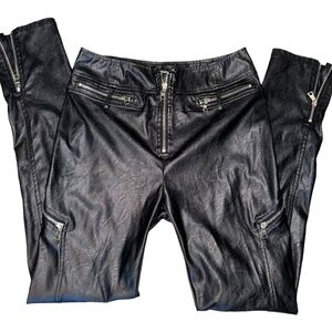 Tiger Mist Gothic Black Faux Leather Lennon High Rise Multi Zippers Pants Size L